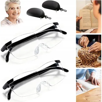 2X ZVĚTŠOVACÍ BRÝLE S LED SVĚTLEM LUPA NA ČTENÍ SKLO SKLO