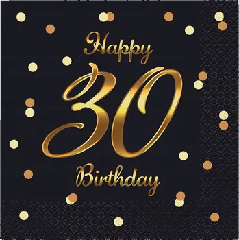 Papírový ubrousek Ubrousky k 30. narozeninám Godan černo-zlaté 20 ks