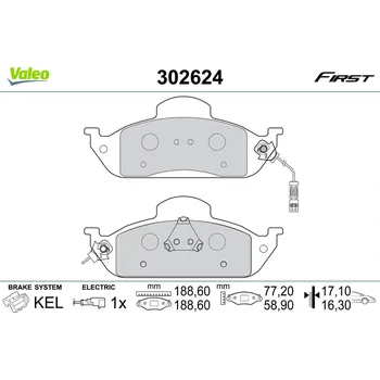 Brzdová destička Sada brzdových destiček, vždy 4 kusy v sadě VALEO 302624