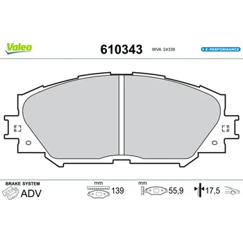 Brzdová destička Sada brzdových destiček, vždy 4 kusy v sadě VALEO 610343