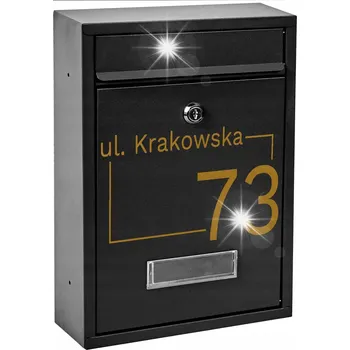 Železářství MALÁ ČERNÁ POŠTOVNÍ SCHRÁNKA NA DOPISY + ZLATÝ VZOR