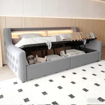 Postel Jednolůžková dřevěná postel Arhatreya 90x200 cm šedá