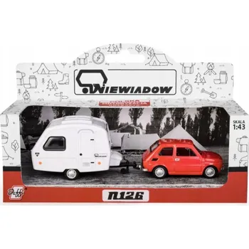 autíčko 116092 MODEL FIAT 126P NIEWIADÓW N126 ČERVENÝ MALUCH S PŘÍVĚSEM 1:43