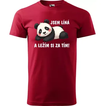 Sablio Tričko s potiskem Jsem líná a ležím si za tím - červené 5XL