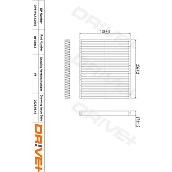 Ventilátor topení a klimatizace Kabinový (pylový) filtr DRIVE+ DP1110.12.0045