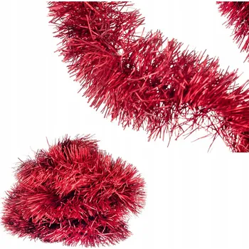 Vánoční dekorace VÁNOČNÍ ŘETĚZ ČERVENÝ METALICKÝ 2 METRY SILNÝ NA VÁNOČNÍ STROMEČEK, ŠŇŮRA VÁNOČNÍ KOULE