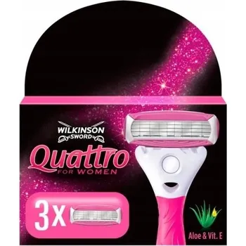 Příslušenství k holicímu strojku Náhradní hlavice do holicího strojku Wilkinson Quattro for Women originální 3 ks
