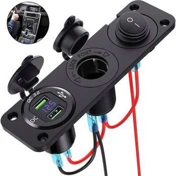 Auto elektroinstalace 12V Zásuvka zapalovače s USB a voltmetrem do auta - panel