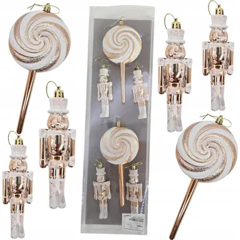 Vánoční dekorace VÁNOČNÍ BAŇKY OZDOBY NA VÁNOČNÍ STROMEČEK NEROZBITNÉ LOUSKÁČEK LÍZÁTKO ZLATÉ 6 ks