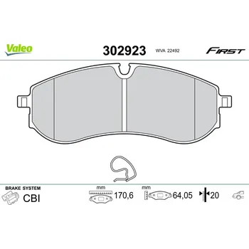Brzdová destička Sada brzdových destiček, vždy 4 kusy v sadě VALEO 302923