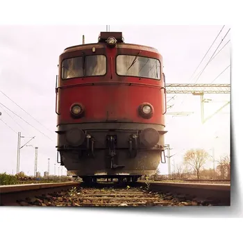 Plakát Sablio Plakát Červený vlak na kolejích - 60x40 cm