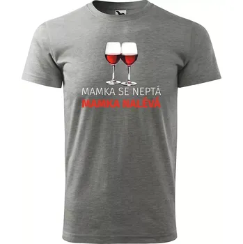 Pánské tričko Sablio Tričko s potiskem Mamka nalévá - šedé S
