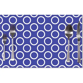 prostírání Sablio Prostírání Bílé kruhy na modré: 40x30cm