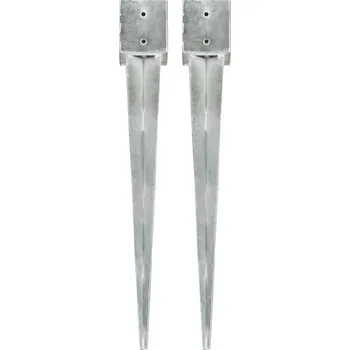 Příslušenství pro plot Kotvící hroty 2 ks stříbrné 12 x 12 x 89 cm pozinkovaná ocel IM_145425