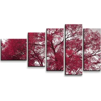 Obraz Sablio Obraz - 5-dílný Červený strom - 100x60 cm