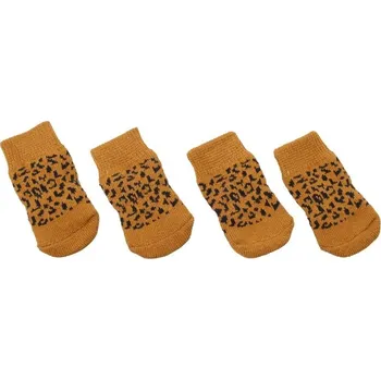 Hračka pro kočku Protiskluzové ponožky FLAMINGO Adda koňakové (L) 4,5x5x4,5cm (4ks)