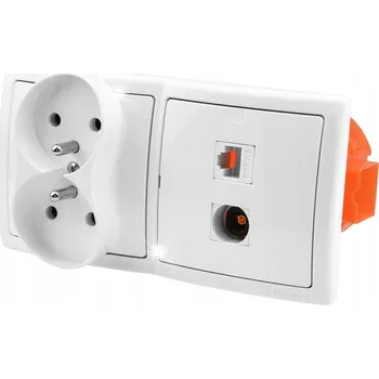 Elektrická zásuvka Optická nástěnná zásuvka, RJ-45, napájení 230V