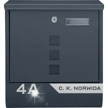 Poštovní schránka ANTRACITOVÁ POŠTOVNÍ SCHRÁNKA S TUBOU + ADRESA VZOR