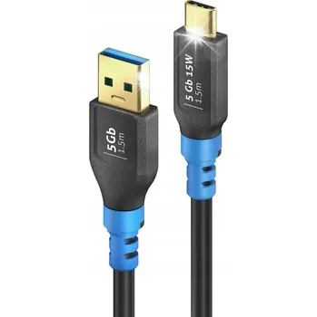 Datový kabel PURELINK FI-U320-015 FLEXINSTALL USB-C na USB-A Kabel 3.2 3A 5V 15W 5Gbps 1,5m