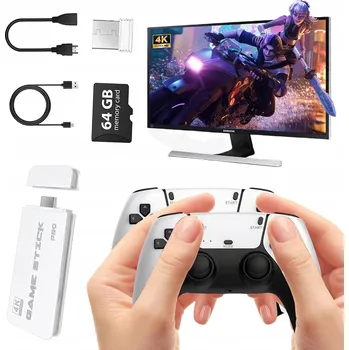 Herní konzole RETRO HRACÍ KONZOLE K TELEVIZI HDMI 2 OVLADAČE 20000 HER HDMI 64GB