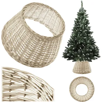 Vánoce OBAL NA STOJAN VÁNOČNÍHO STROMKU Z PŘÍRODNÍHO PROUTÍ 45 cm BÍLÝ