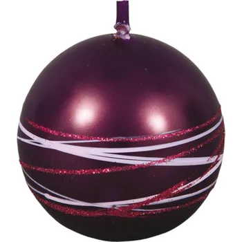Svíčka Nohel Garden Saturn koule vánoční metalická lesklá 6 cm tmavě fialová