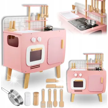 Dětská kuchyňka Dětská kuchyňka dřevěná sada pro holčičky retro + příslušenství