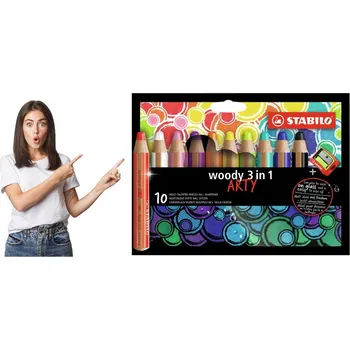 Pastelka Sada Pastelky Stabilo Woody 3v1 10 Ks
