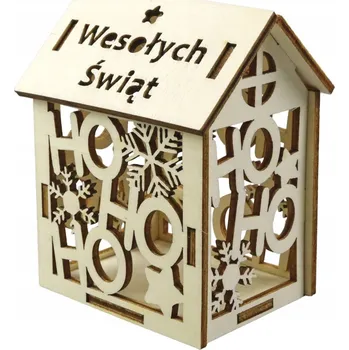 Vánoční dekorace Dřevěná dekorace domeček k sestavení 1 kus 8 dílů