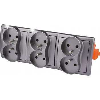 Elektrická zásuvka stříbrná zásuvka 230V dvojitá nástěnná pod omítku s terminálem