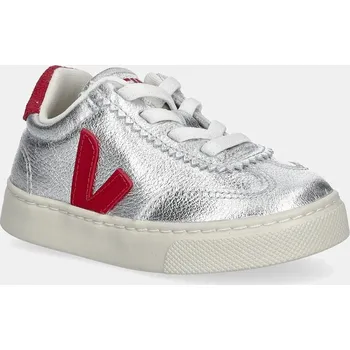 Dívčí obuv Dětské kožené tenisky Veja Small Volley stříbrná barva, SY2021183 SY2021183C.22.27 SLV, EUR 23
