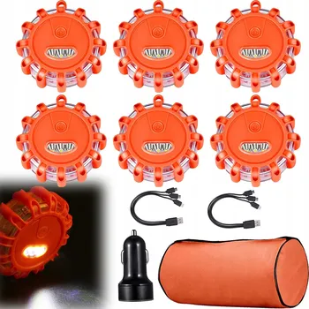 Autoelektronika 6 Ks LED Výstražné Světlo Blikající Maják Disk Magnetický + Hák