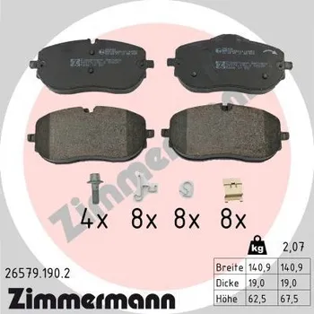 Brzdová destička Sada brzdových destiček, kotoučová brzda ZIMMERMANN 26579.190.2
