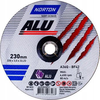 Řezný kotouč Kotouč na řezání hliníku NORTON ALU 230x3mm
