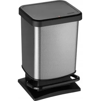 Odpadkový koš Odpadkový koš Rotho plastový 20 l stříbrno-černý
