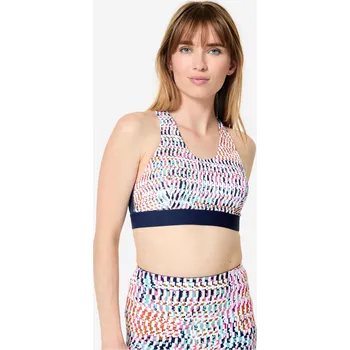 Podprsenka DECATHLON Dámská fitness podprsenka s otevřenými zády střední zpevnění L MODRÁ|VÍCEBAREVNÁ