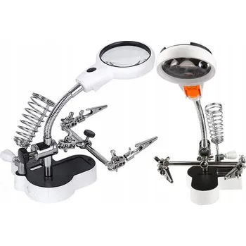 Lupa "Třetí ruka" pro práci, sada pro pájení s držákem, LED, USB