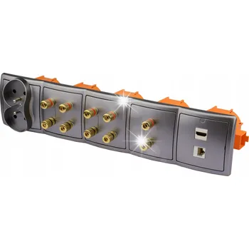 Elektrická zásuvka Nástěnná zásuvka 10x reproduktor, HDMI, RJ-45, 230V