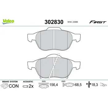 Brzdová destička Sada brzdových destiček, vždy 4 kusy v sadě VALEO 302830