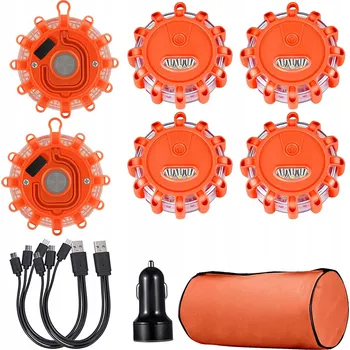 Autoelektronika VÝSTRAŽNÝ MAJÁK STROBOSKOP 12+3 LED ORANŽOVÝ - 6 KUSŮ