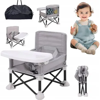 Jídelní židlička SKLÁDACÍ JÍDELNÍ ŽIDLIČKA PRO DĚTI S TÁCEM A POPRUHY