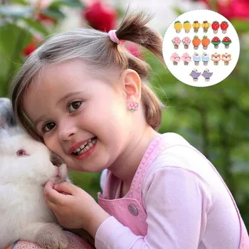 15 párů roztomilých kreslených klipových náušnic pro dívky, párty, festivalové šperky