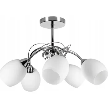 Pisa Stropní Svítidlo 5xE27 Max.60W Chrom Kov/Bílé skleněné stínidlo