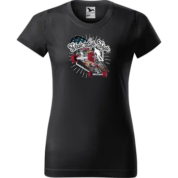 Dámské tričko levne-damske-bavlnene-tricko-potisk-Skate-style Velikost dámská trička Basic: S šířka 44, délka 60, Odstín dámské tričko Basic: Grafitové