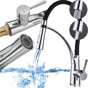 Vodovodní baterie Sada kuchyňská baterie s flexibilní ramínko stojánkovou hubicí na dřez, otočná, s perlátorem