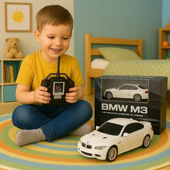 RC model auta AUTO NA DÁLKOVÉ OVLÁDÁNÍ RC S OVLADAČEM BMW M3 BÍLÉ NA DÁLKOVÉ OVLÁDÁNÍ