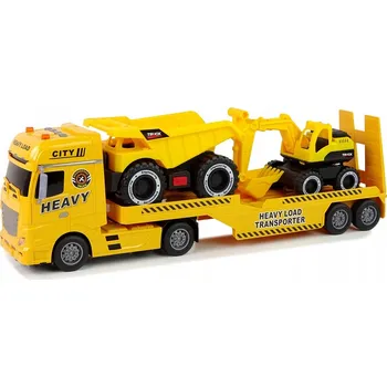 autíčko Sada stavebních vozidel LEAN Toys žlutá, se zvukem a světlem, Věk 3+