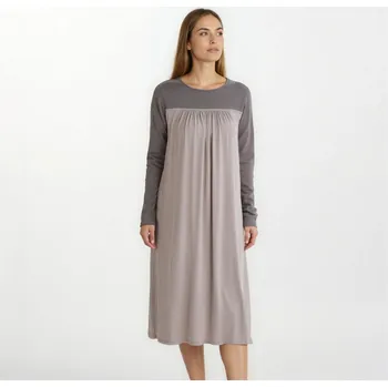 Dámská noční košile DÁMSKÁ NOČNÍ KOŠILE DL.RUKÁV - PROTECT RAMENA(+): Béžová L