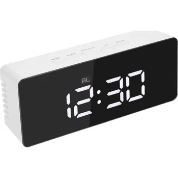 Hodiny Budík s zrcadlo, multifunkční digitální hodiny s budíkem, datem a LED displejem