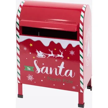 Poštovní schránka KOVÁNO ČERVENÁ VÁNOČNÍ DEKORATIVNÍ POŠTOVNÍ SCHRÁNKA PRO MIKULÁŠE POŠTA